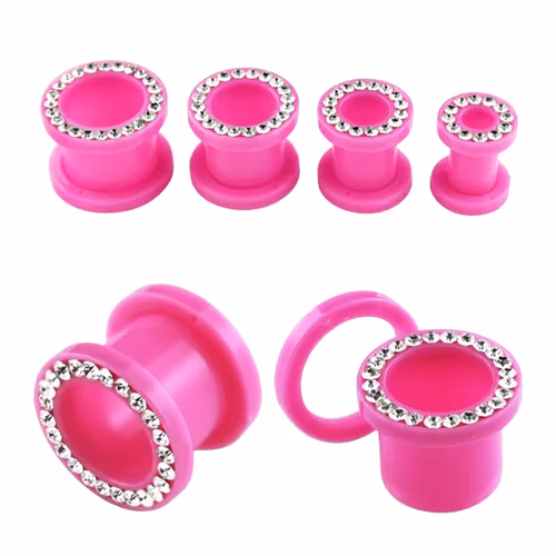 Rosa akryltunnel med klara stenar