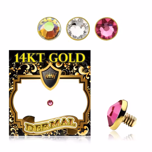Dermal Topp i äkta 14 karat guld med 3mm crystal