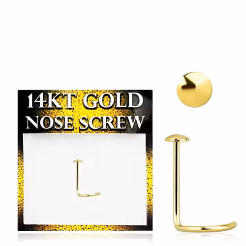 Nässmycke "nose screw" äkta 14 karat guld - 2mm platt topp