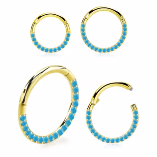 Segmentring 1.2mm i kirurgiskt stål med syntetisk turkos sten