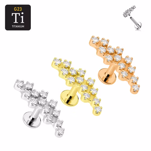 Labret i titanium 1.2mm med kluster / CZ topp