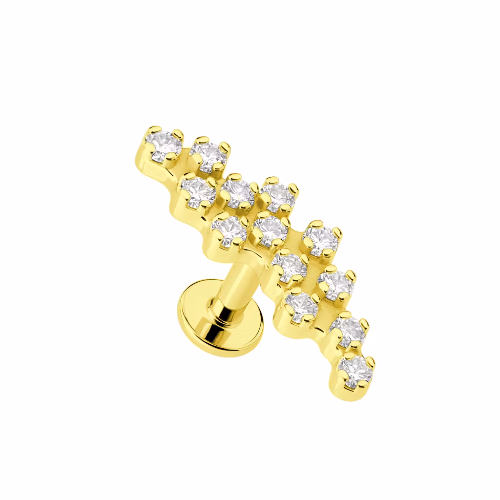 Labret i titanium 1.2mm med kluster / CZ topp