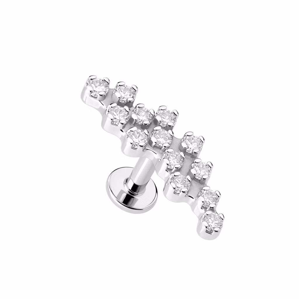 Labret i titanium 1.2mm med kluster / CZ topp
