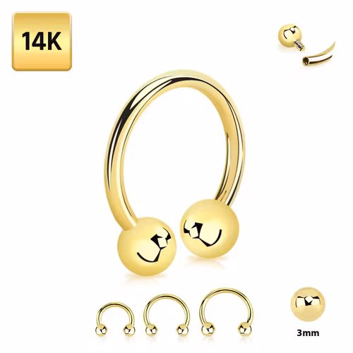 Cirkulär barbell / CBR i äkta 14 karat guld - 1.2mm med 3mm kulor