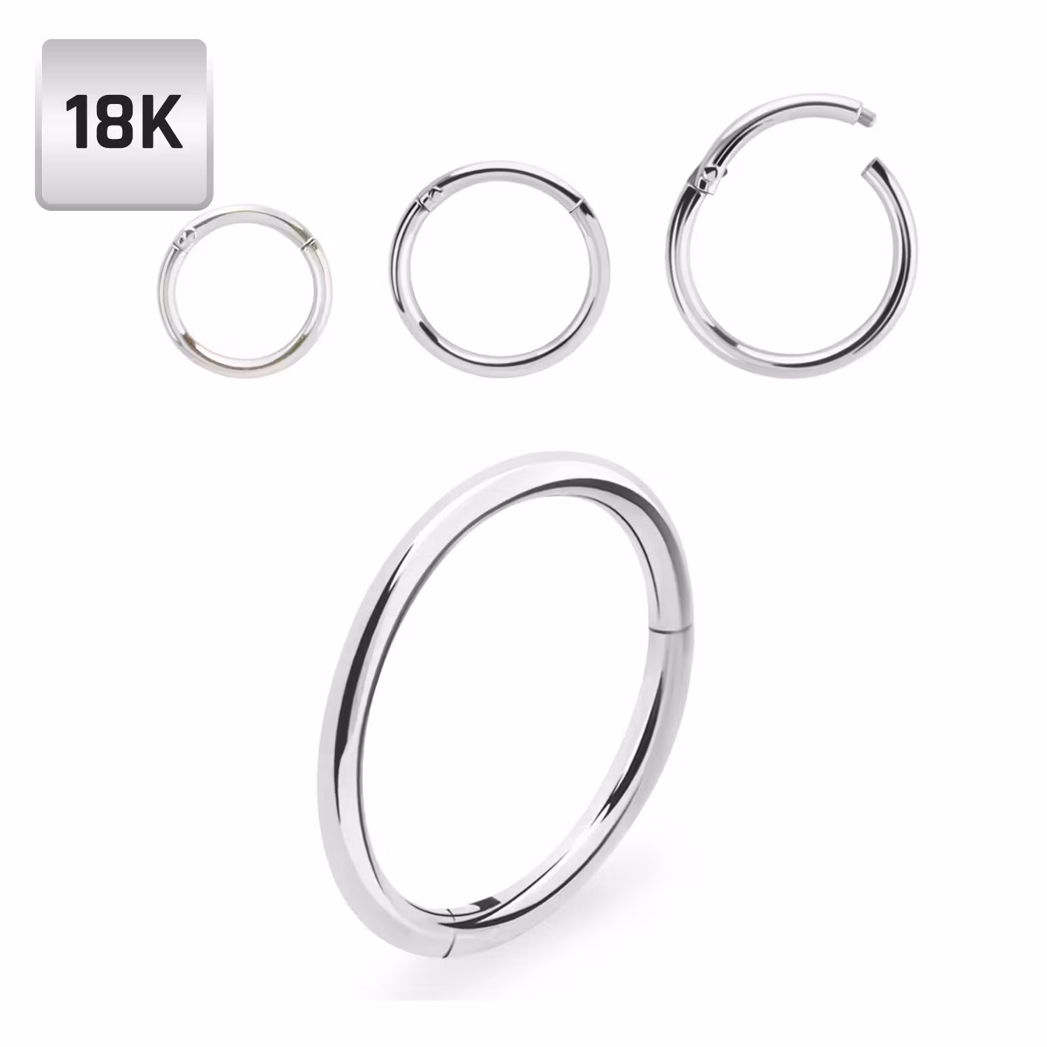 Clicker ring med gångjärn 1.0mm äkta 18 karat vitt guld