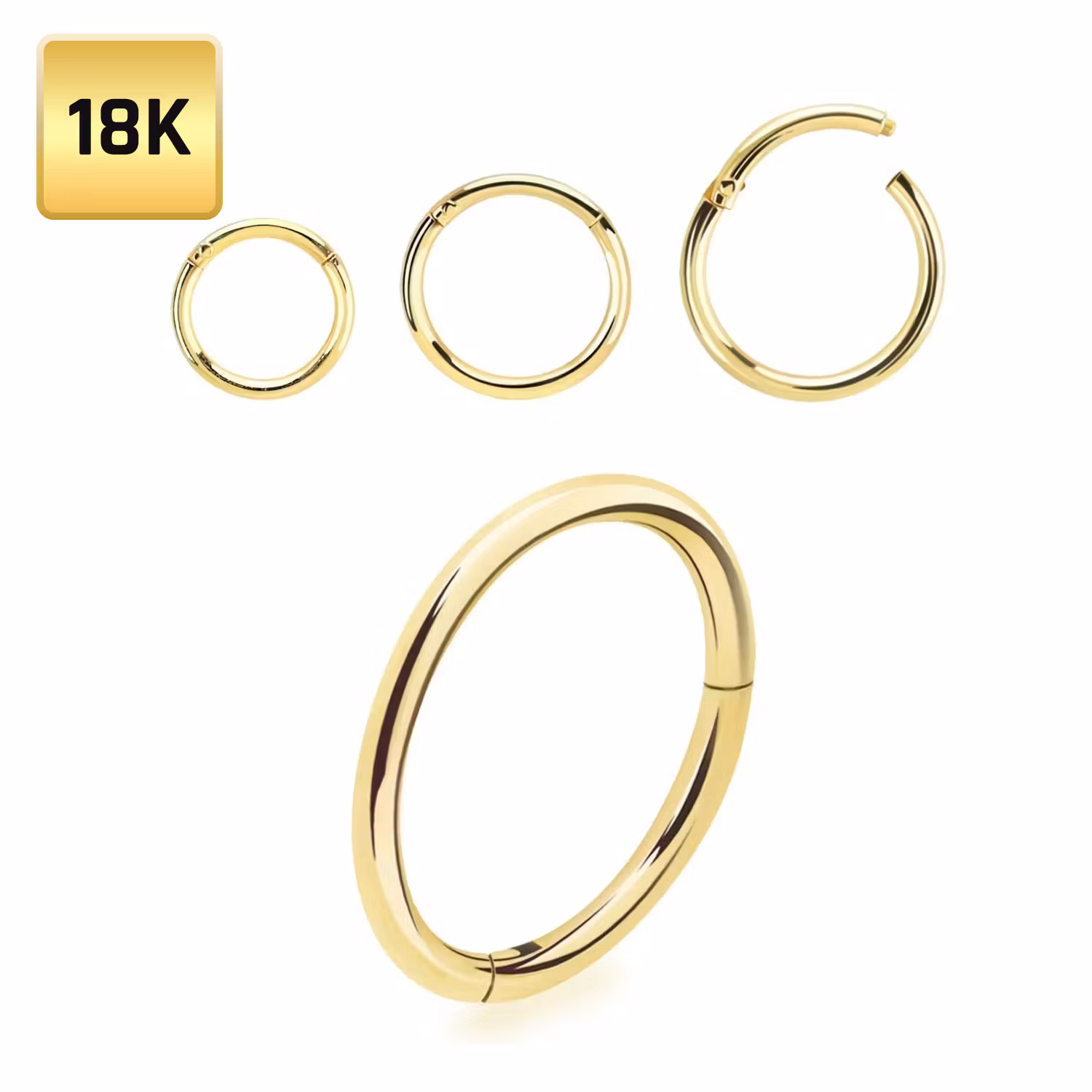 Clicker ring med gångjärn 1.0mm äkta 18 karat guld