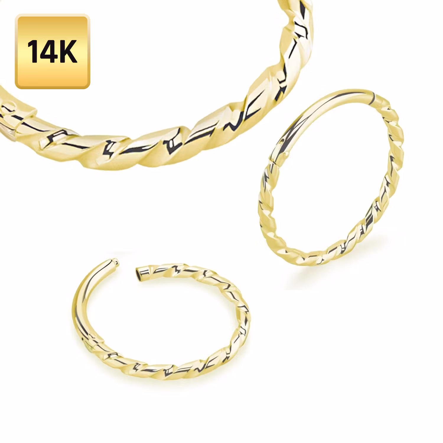 Clicker ring 1.0mm i äkta 14 karat guld med twistad design
