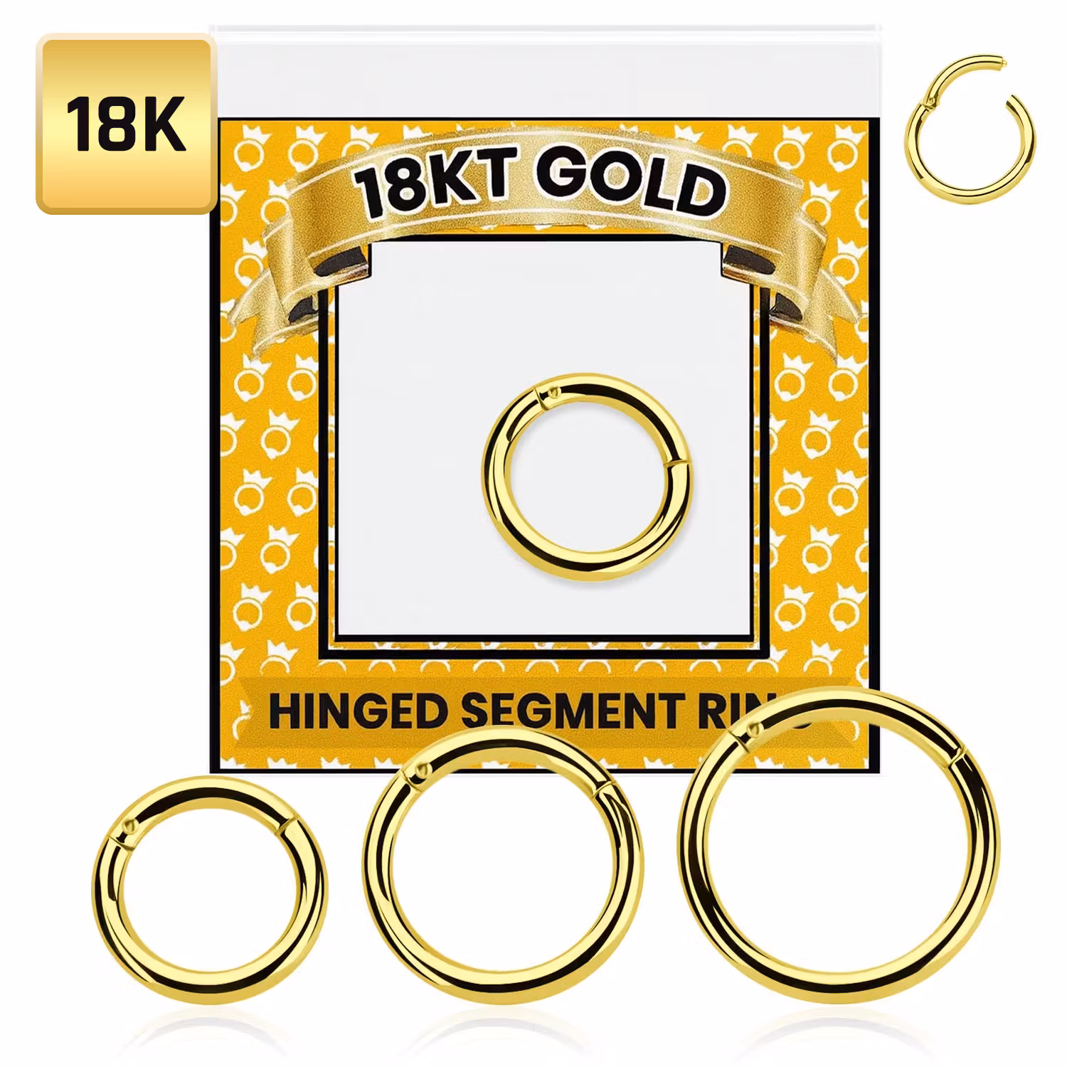 Clicker ring med gångjärn 1.6mm äkta 18 karat guld