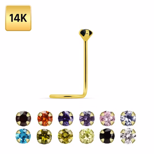 Nässmycke / Nässkruv 0.6mm i äkta 14 karat guld med 2mm cubic zirconia