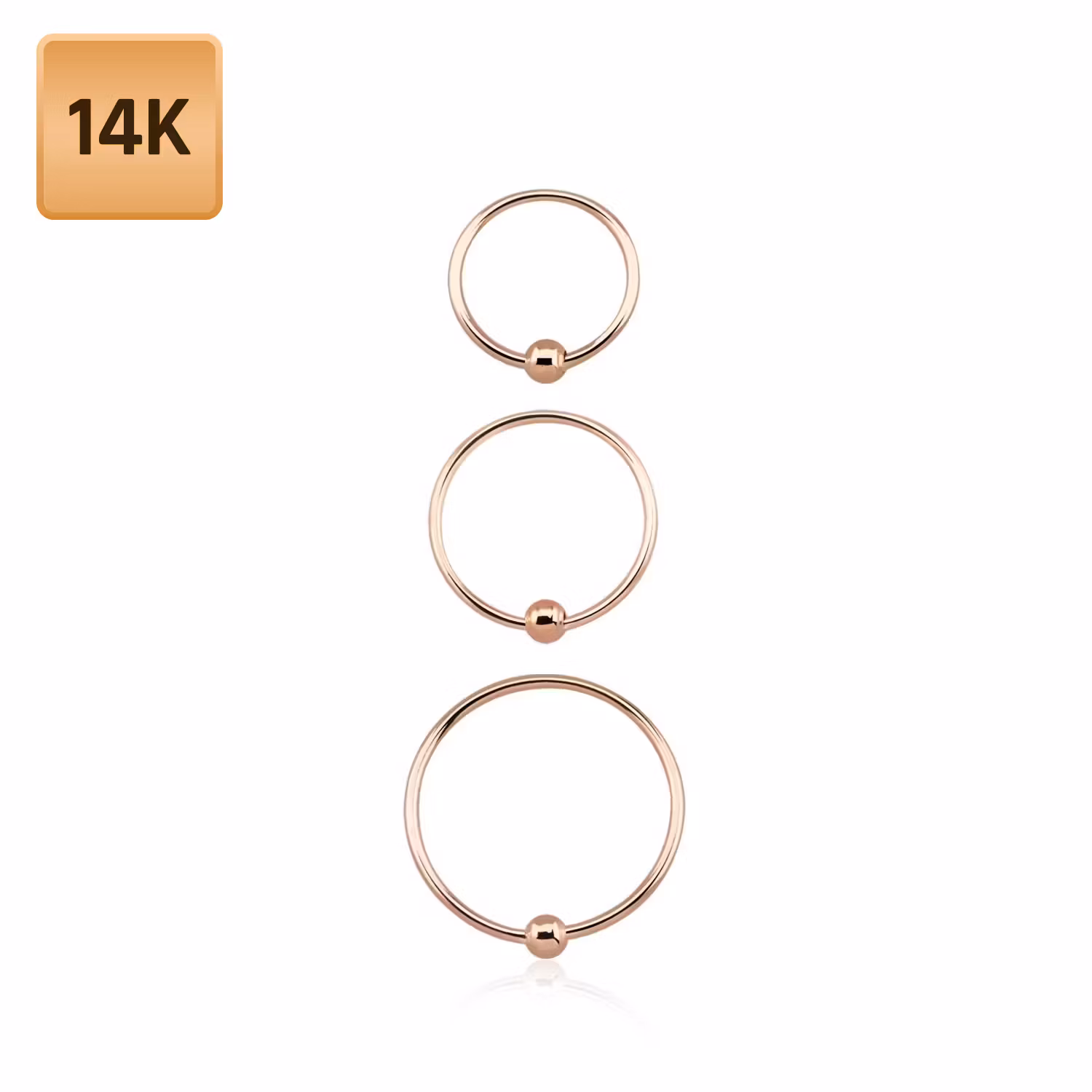 Näsring / nose hoop 0.6mm med kula äkta 14 karat roséguld