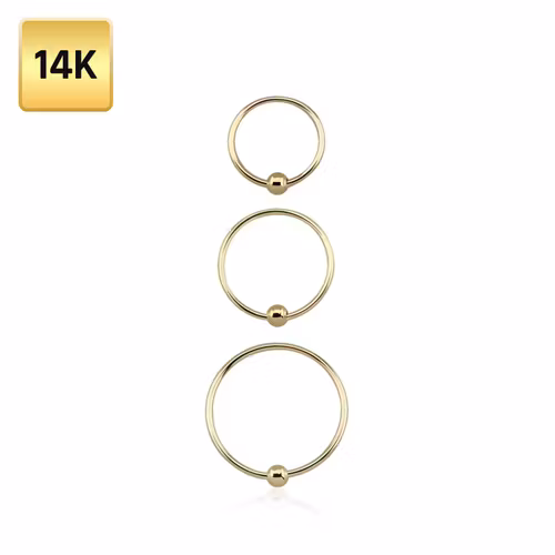 Näsring / nose hoop 0.6mm med kula äkta 14 karat guld