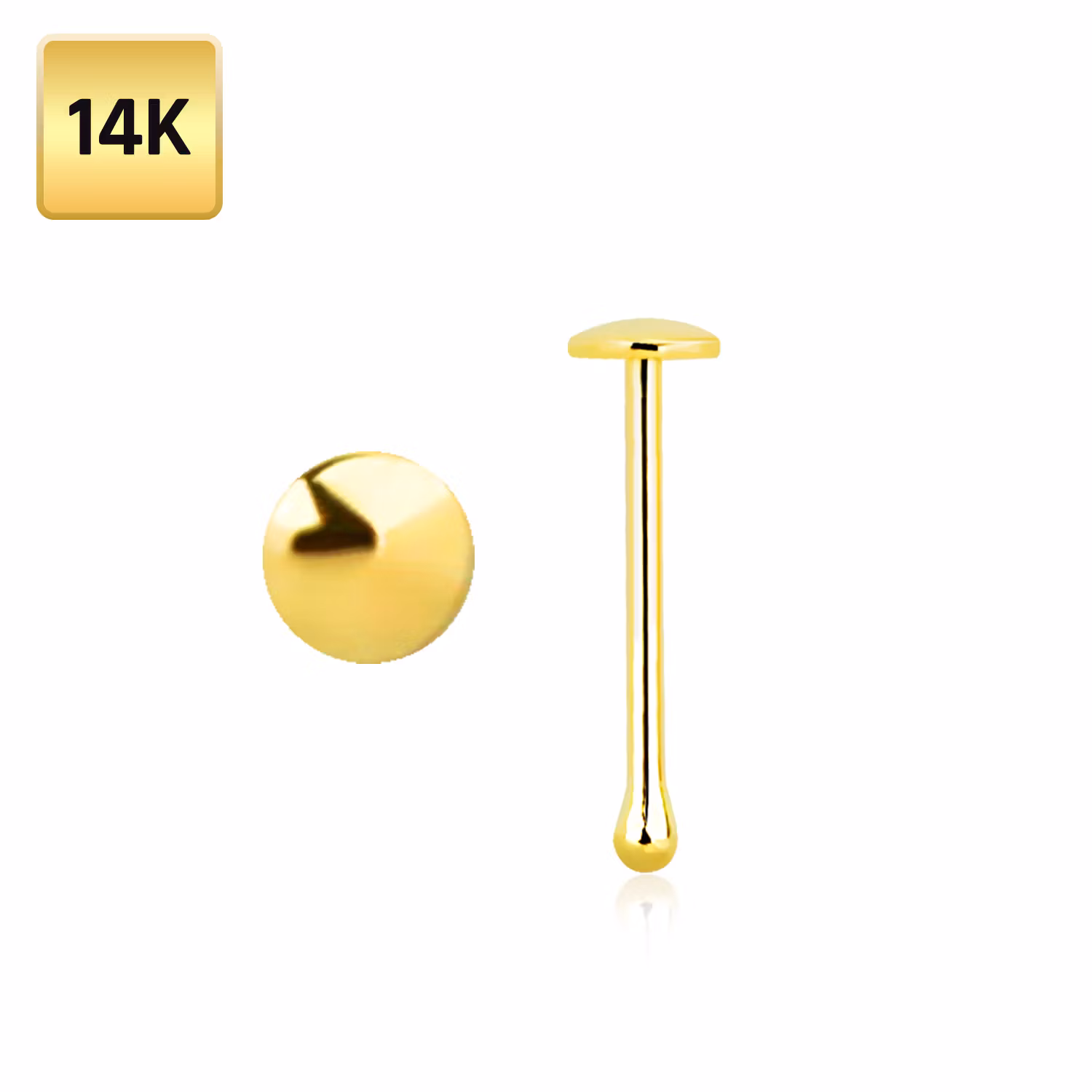 Nässmycke "nose bone" äkta 14 karat guld med 2mm platt topp