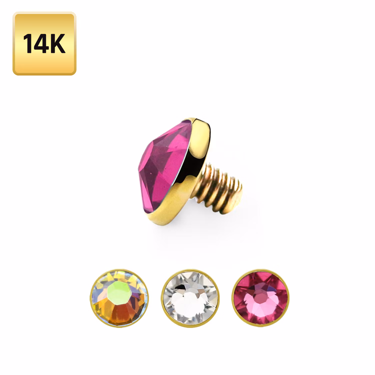 Dermal Topp i äkta 14 karat guld med 3mm crystal