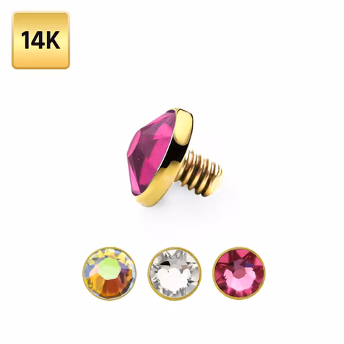 Dermal Topp i äkta 14 karat guld med 3mm crystal