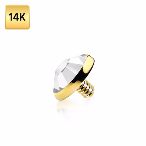 Dermal Topp i äkta 14 karat guld med 5mm klar crystal