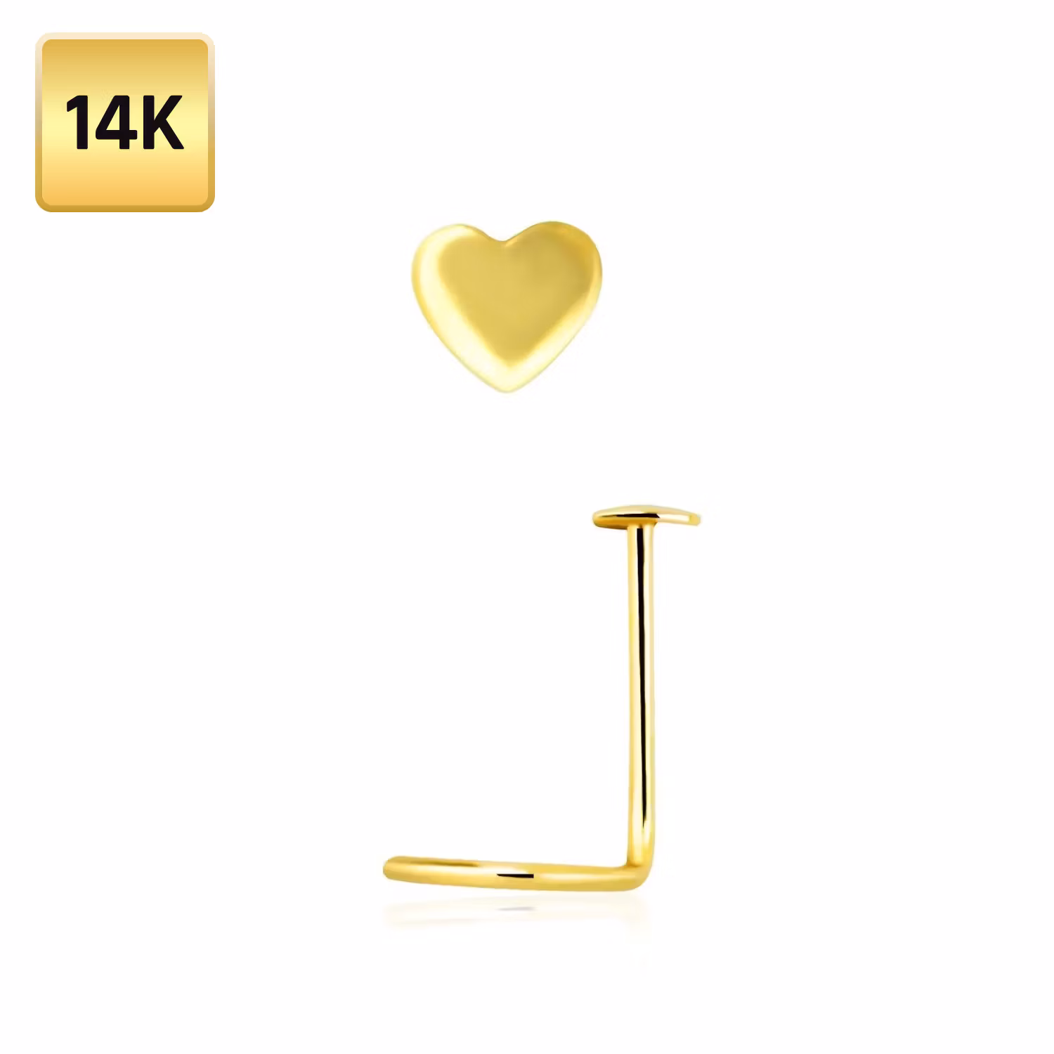 Nässmycke "nässkruv" 0.6mm i äkta 14 karat guld med hjärta