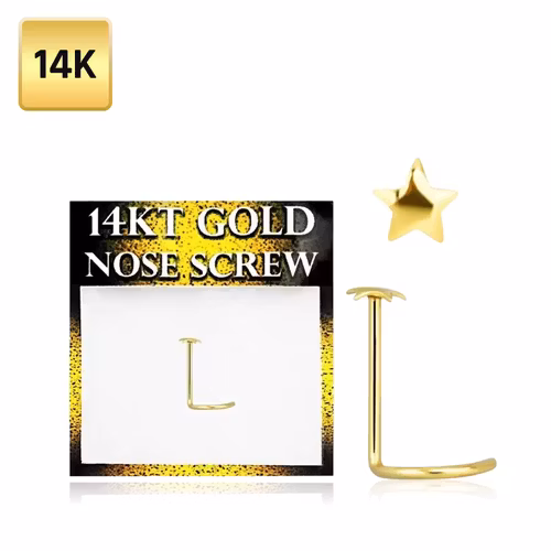Nässmycke "nose screw" 0.6mm i äkta 14 karat guld med stjärna