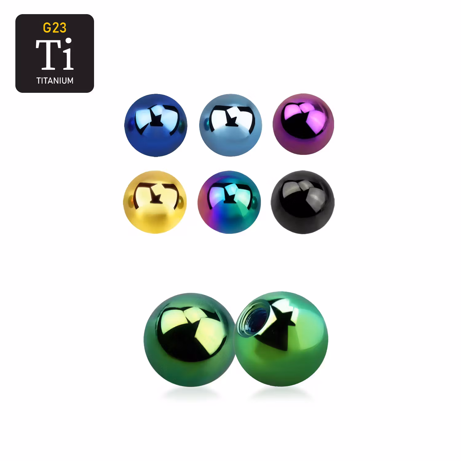 Lös kula PVD-pläterad titanium 4mm diameter 1.2mm gänga (lös del)