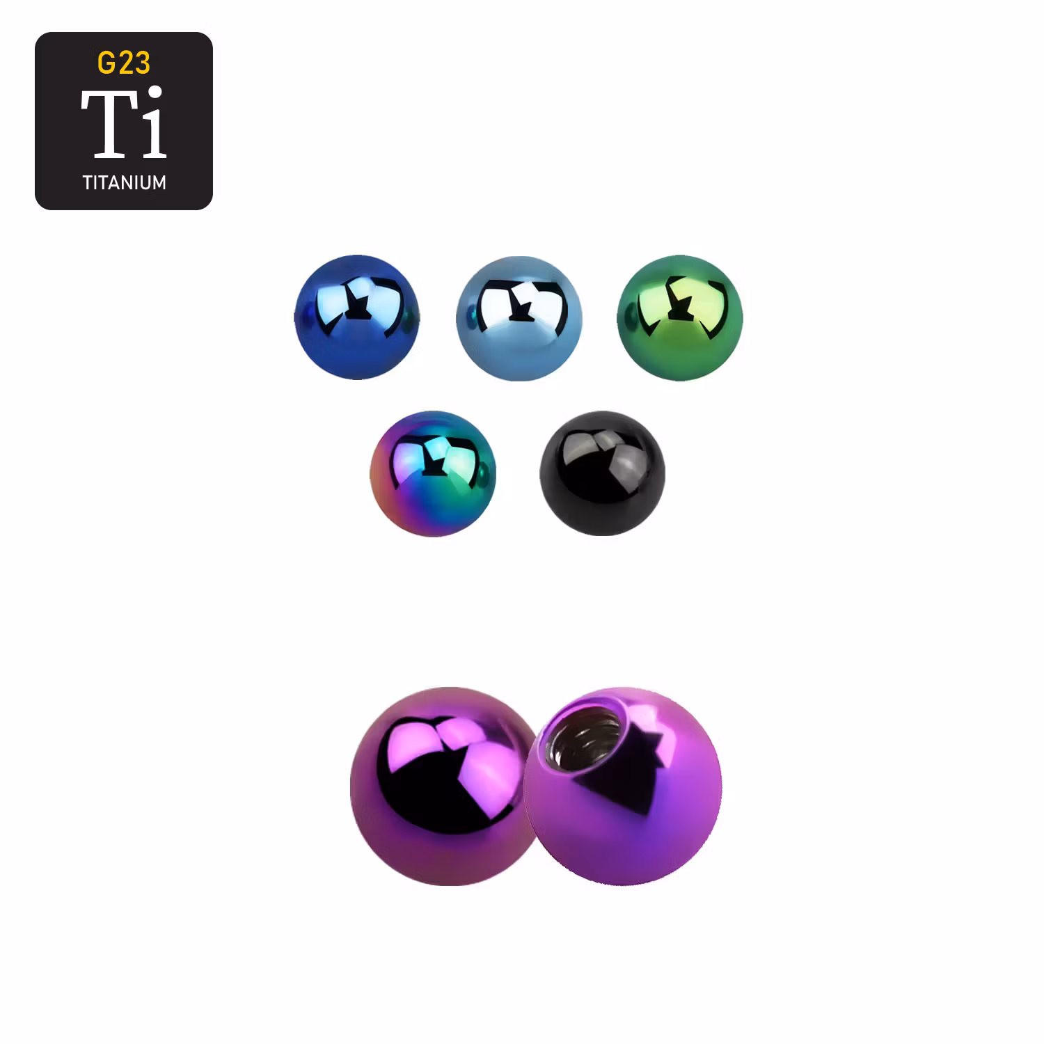 Lös kula PVD-pläterad titanium 3mm diameter 1.2mm gänga (lös del)