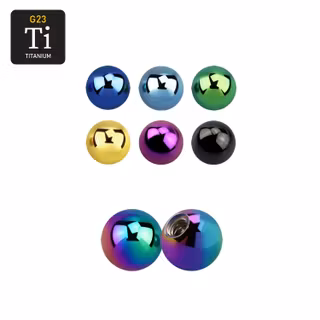 Lös kula PVD-pläterad titanium 3mm diameter 1.6mm gänga (lös del)