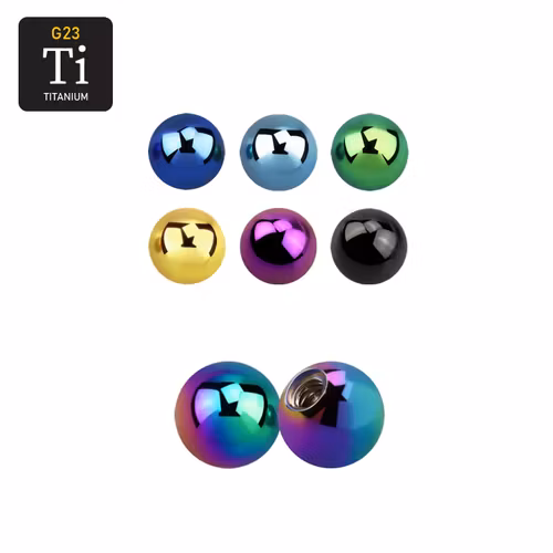 Lös kula PVD-pläterad titanium 3mm diameter 1.6mm gänga (lös del)