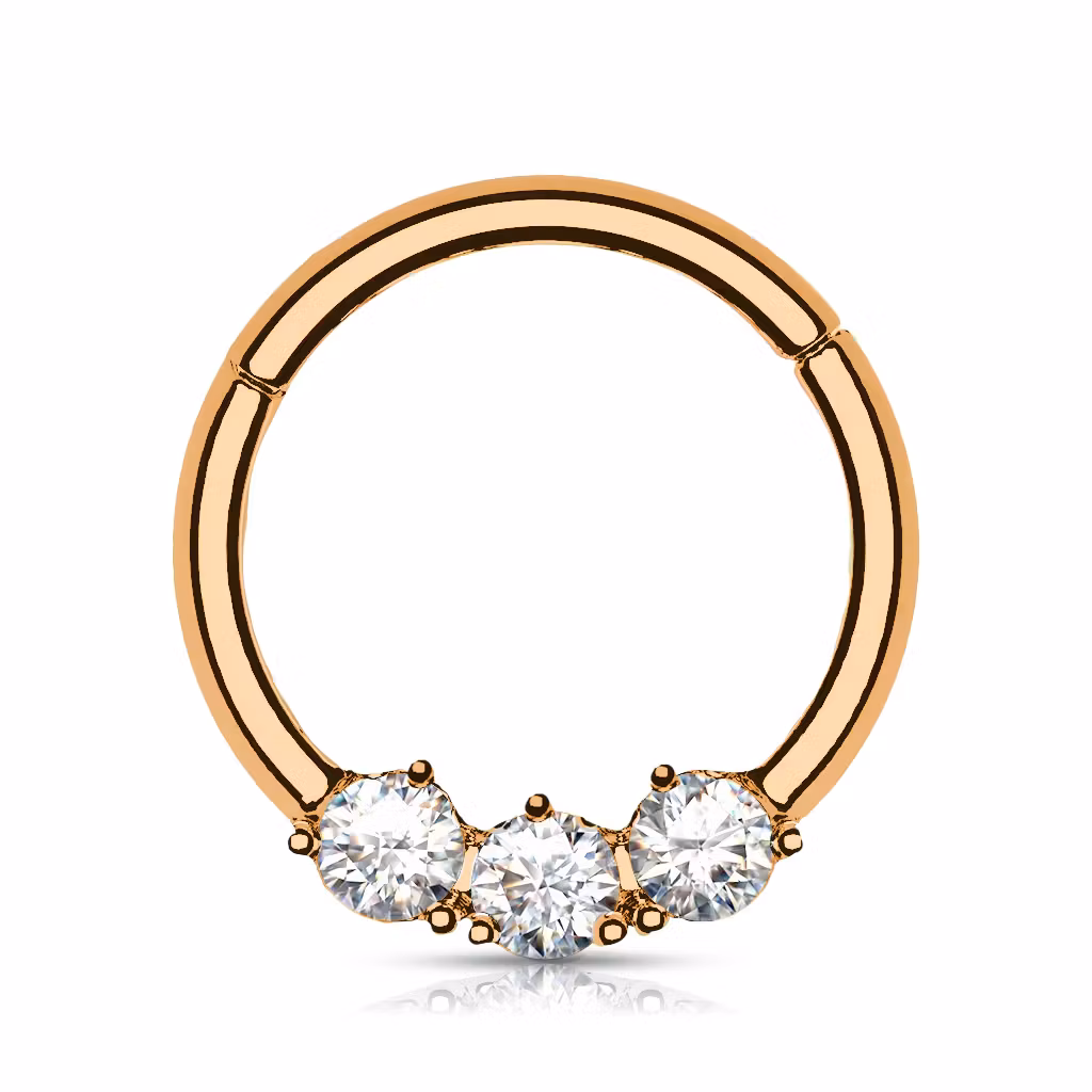 Segmentring i titanium - 1.2mm med gångjärn och 3st cubic zirconia