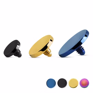 Dermal piercing i PVD pläterad kirurgiskt stål 1.2mm gänga - platt topp