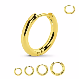 Hoop huggie / creoler i guld PVD-pläterad kirurgiskt stål (par)