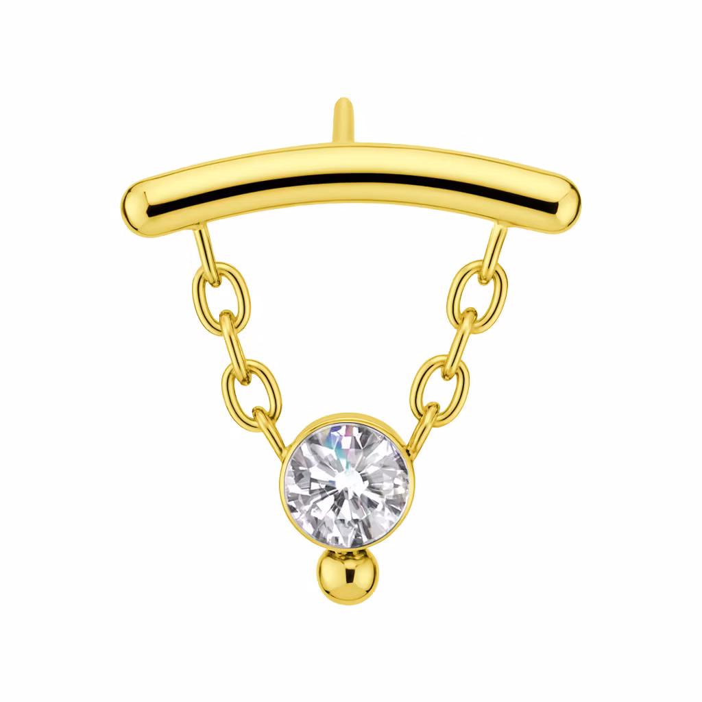 Threadless topp i titanium - hidden helix med kedjor och hänge med CZ och kula