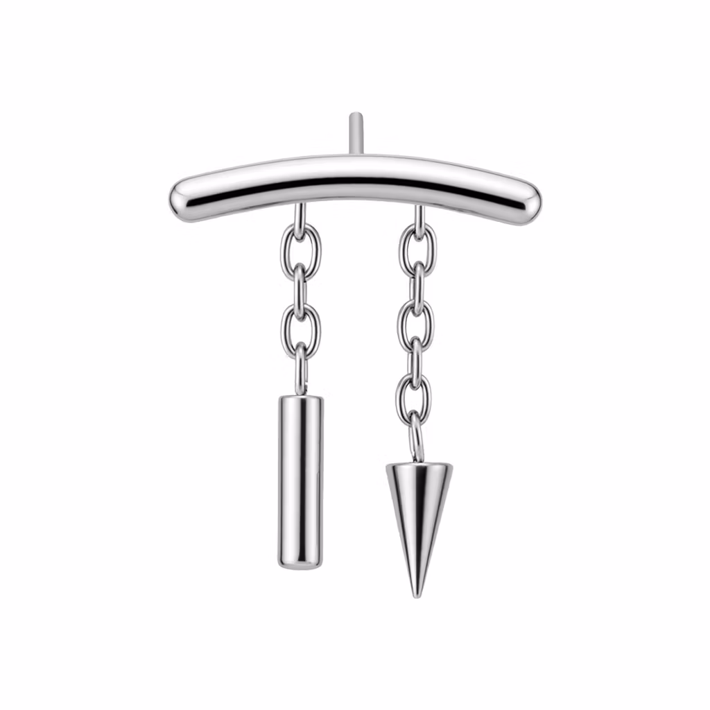 Threadless topp i titanium - hidden helix med kedjor och hängen