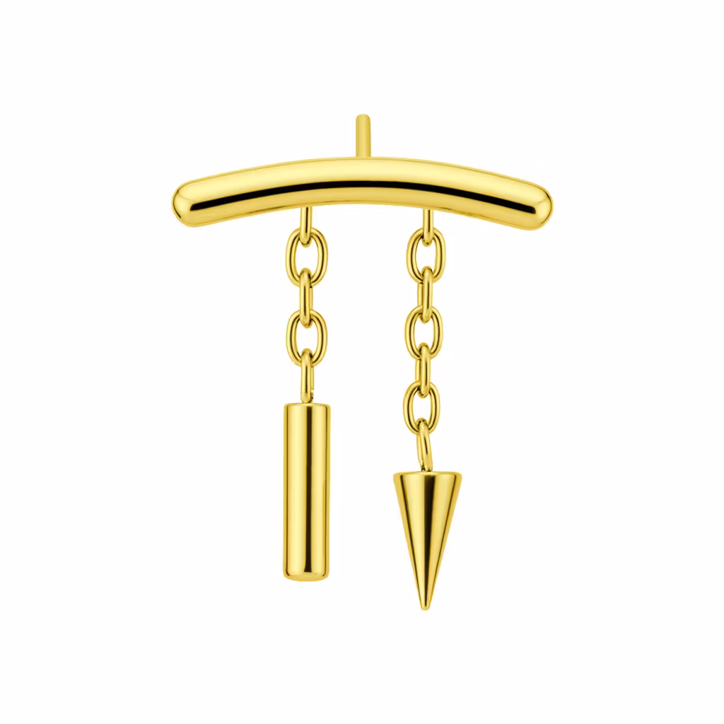 Threadless topp i titanium - hidden helix med kedjor och hängen