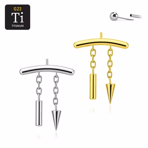 Threadless topp i titanium - hidden helix med kedjor och hängen