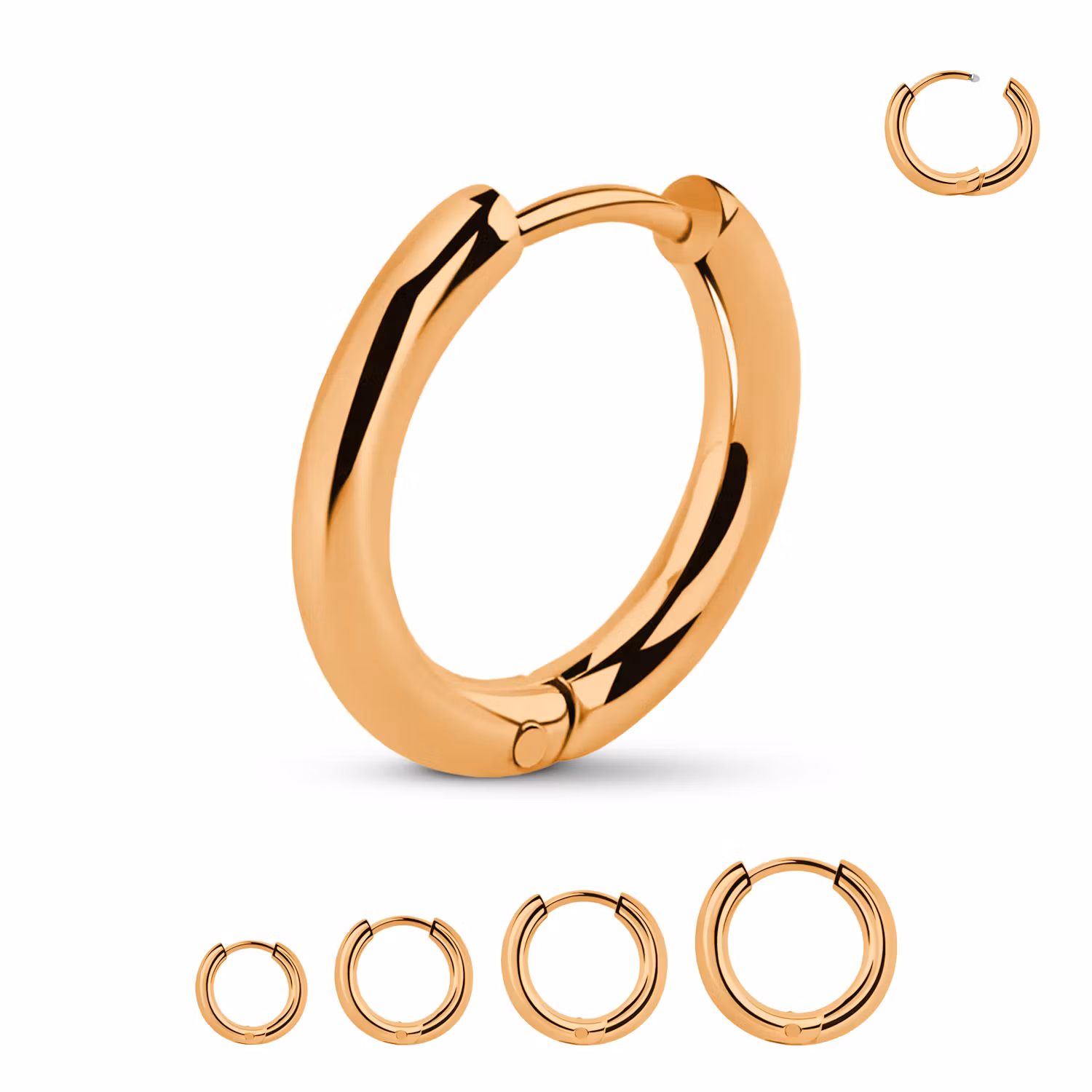 Hoop huggie / creoler i roséguld PVD-pläterad kirurgiskt stål (par)