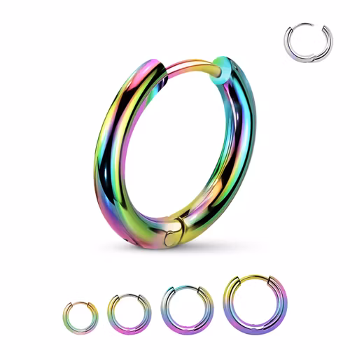 Hoop huggie / creoler i flerfärgad PVD-pläterad kirurgiskt stål (par)