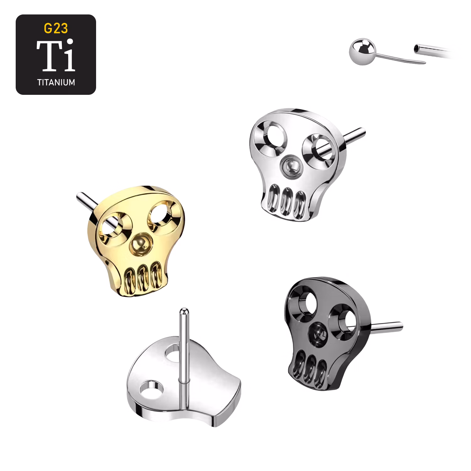 Threadless topp i titanium - Dödskalle