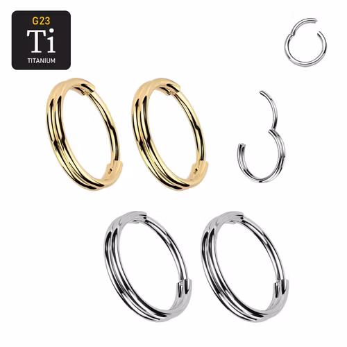 Örhänge i titanium 0.8mm med dubbel hoop design (par)