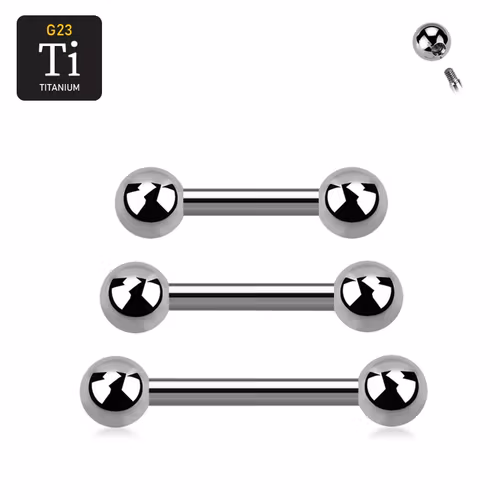 Titanium barbell utvändigt gängad 1.2mm med 4mm kulor