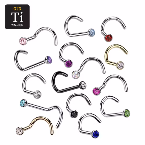 Nässmycke / nässkruv i titanium med cubic zirconia