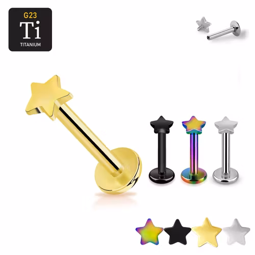Labret i titanium 1.2mm invändigt gängad med 3mm stjärna