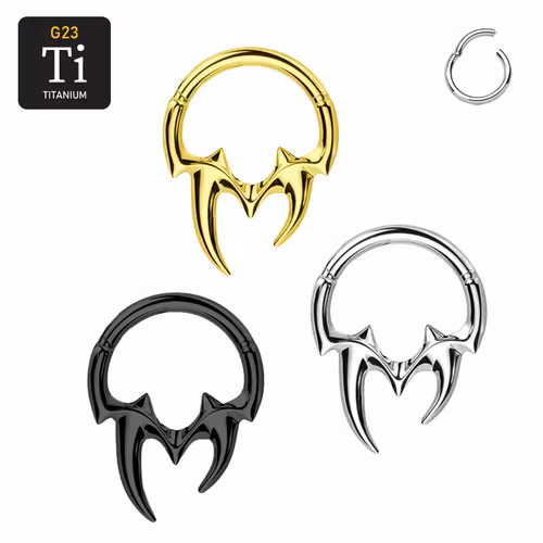 Clicker ring i titanium 1.2mm med gångjärn - huggtänder