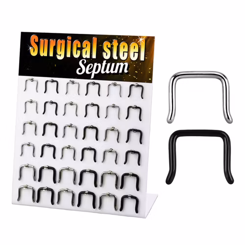 Display med 36st septum retainer i kirurgiskt stål