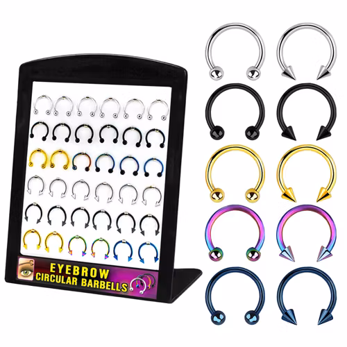 Display med 36st CBR i PVD-pläterad kirurgiskt stål med kula / kona