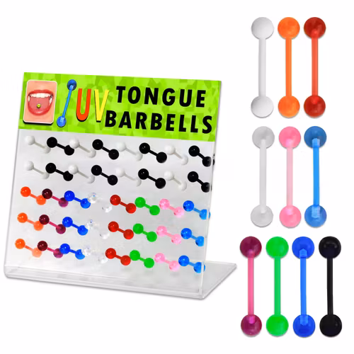 Display med 40st barbeller i akrylplast