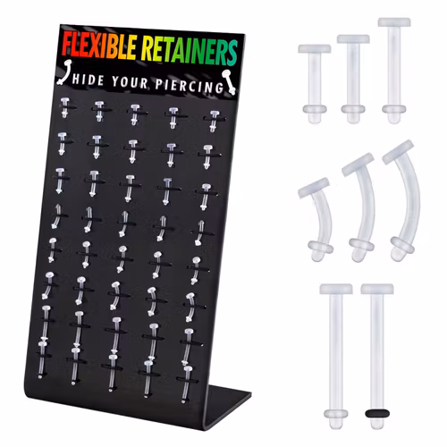 Display med 40st sorterade retainers i bio-flex