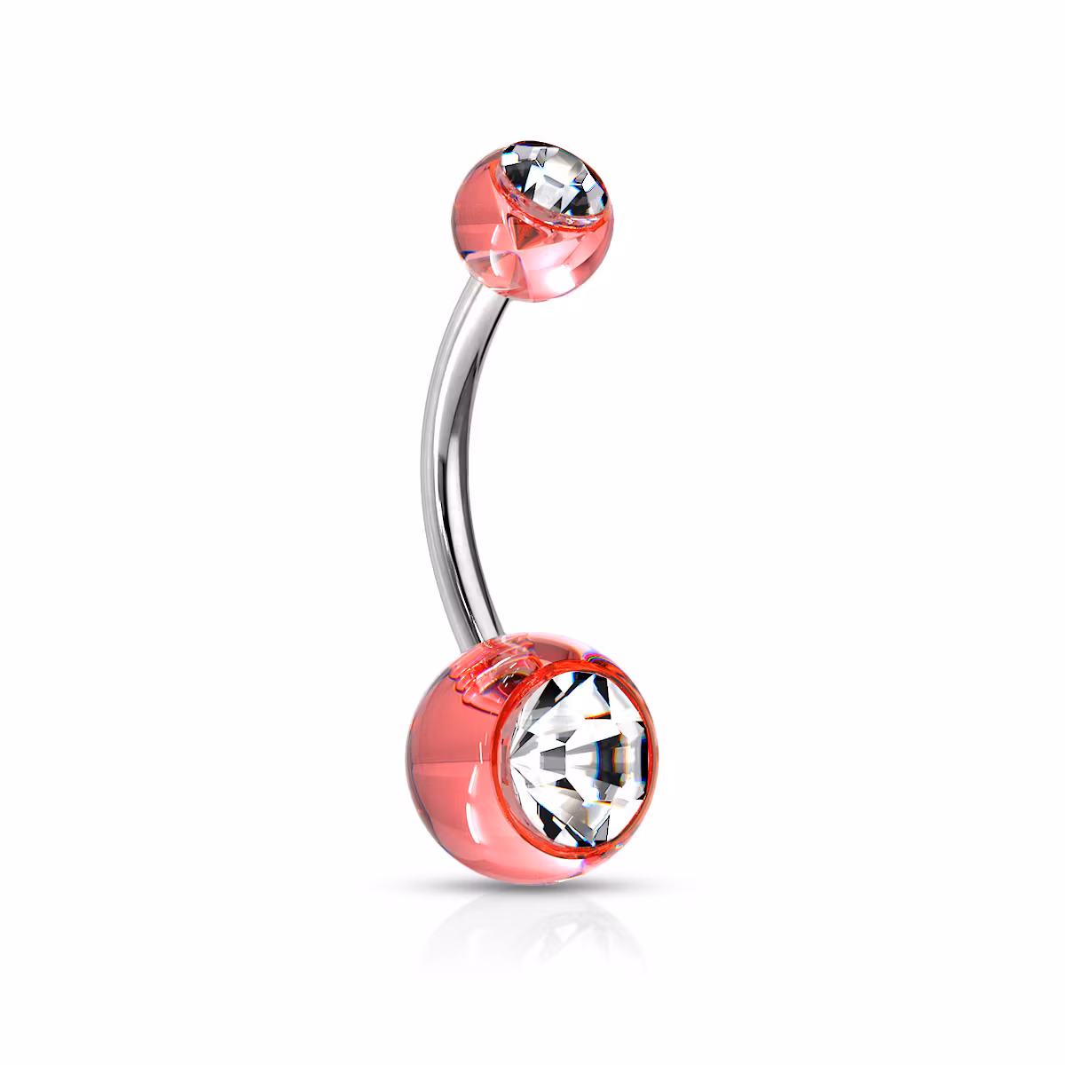 Banana / Navelsmycke kirurgiskt stål / akrylkulor med crystal