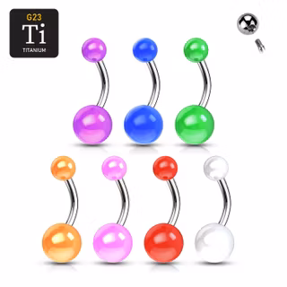 Titanium navelsmycke / banana med akrylkulor