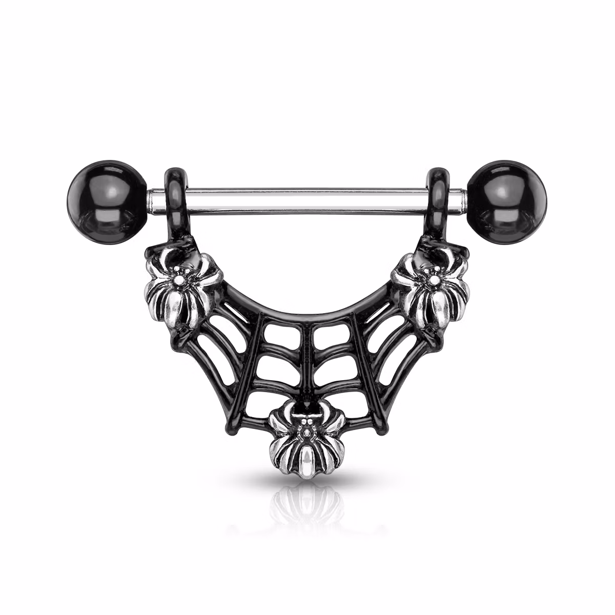 Bröstsmycke med spindlar i nät - kirurgiskt stål / mässing