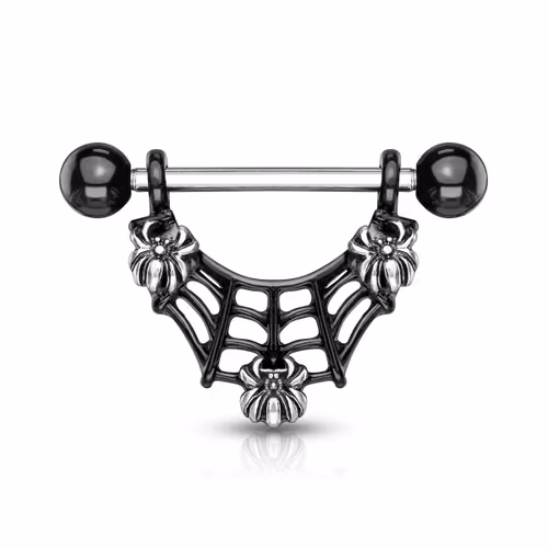 Bröstsmycke med spindlar i nät - kirurgiskt stål / mässing