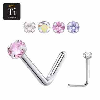 Nässmycke / näspiercing 0.8mm i titanium med prong-set 2mm CZ