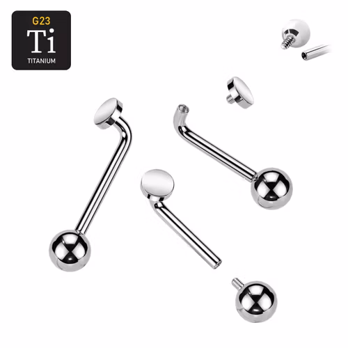 Barbell i titanium för Christina piercing - Invändigt gängad L-böjd